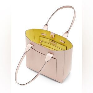 Banana Republic East-West Cream Leather Tote Bag NWOT